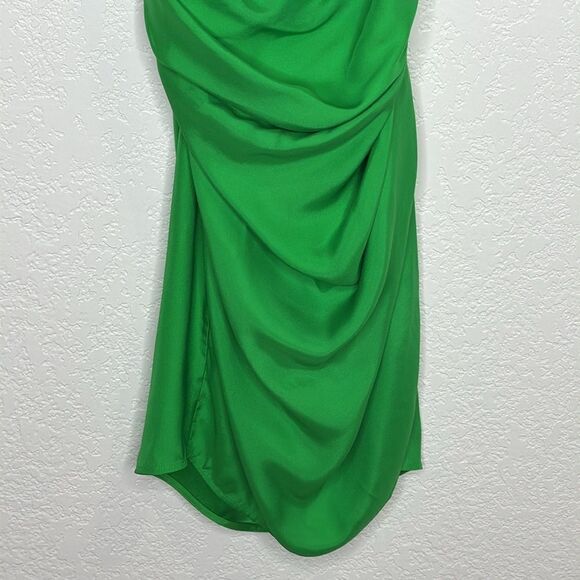 GAUGE81 Shiori Draped Silk Mini Dress Apple Green Medium - Picture 5 of 15